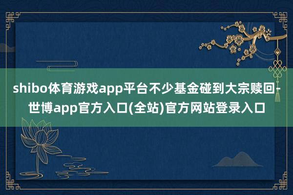 shibo体育游戏app平台不少基金碰到大宗赎回-世博app官方入口(全站)官方网站登录入口