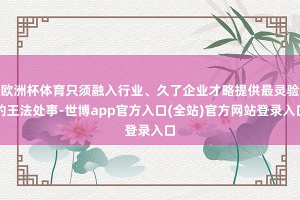 欧洲杯体育只须融入行业、久了企业才略提供最灵验的王法处事-世博app官方入口(全站)官方网站登录入口